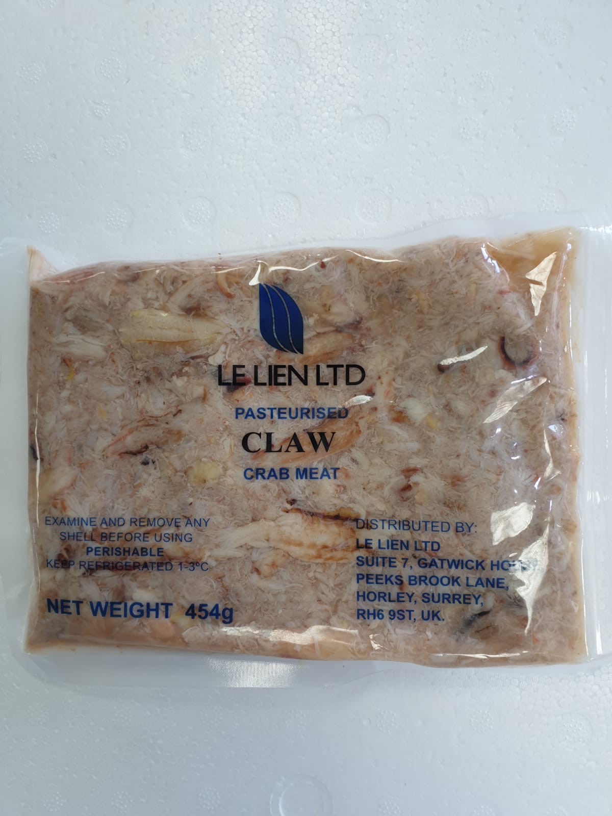 Chilled Crab Claw Meat 454g pack Excel Seafoods